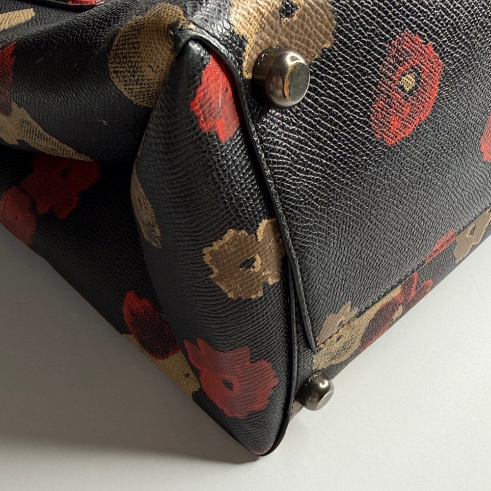 RARE Vintage COACH Borough Black,Red,Tan Floral Turnkey Crossbody Satchel #33608 - Picture 11 of 16